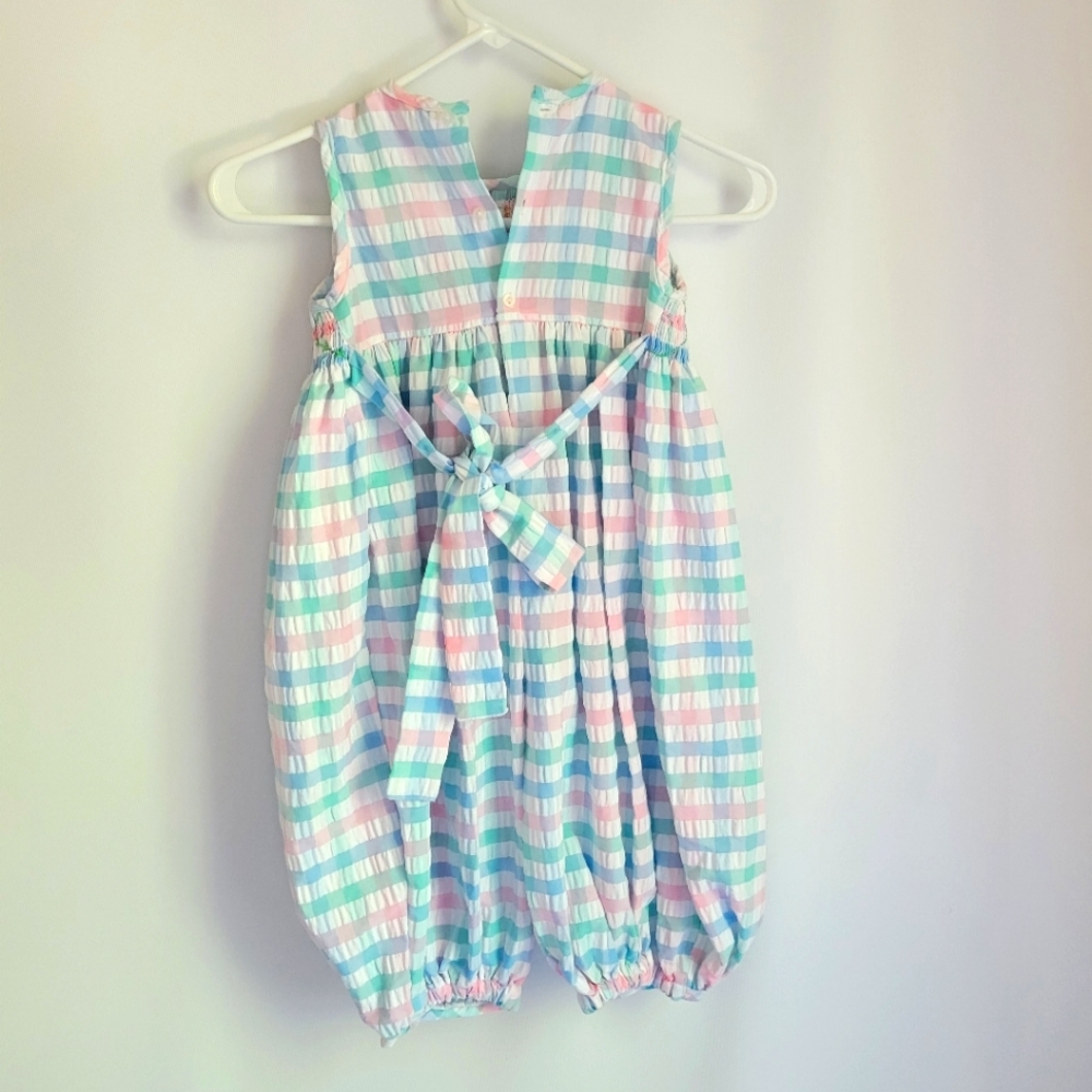 Royal Child Smocked Embroidered Sleeveless Romper Pants Sz 18m-24m - Picture 6 of 10